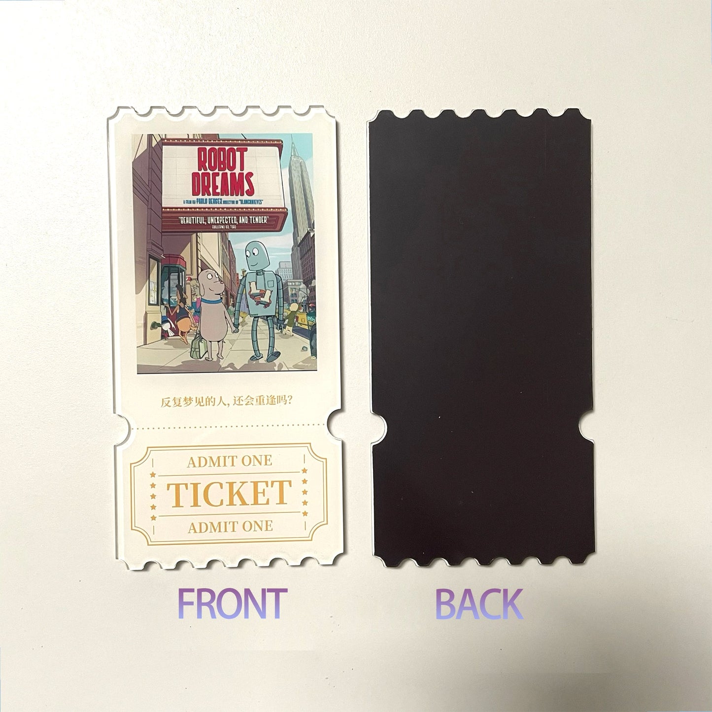 Robot Dreams Fridge Magnet 18 - Robot & Dog Walking Movie Ticket | 6×12cm | 3mm Thick