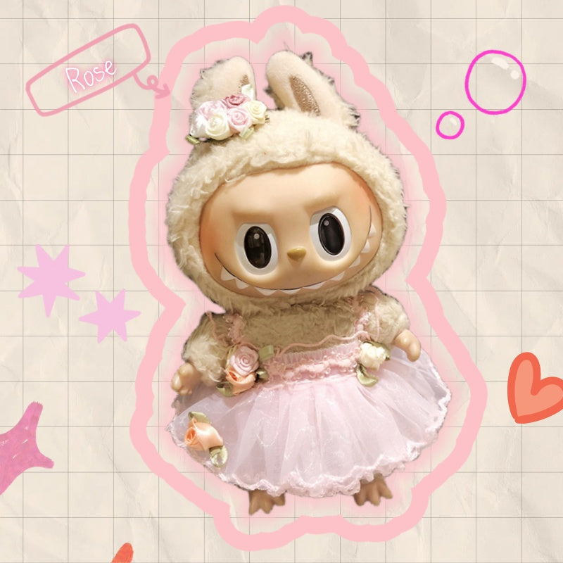 Labubu Clothes 17cm-Rose Tulle Dress