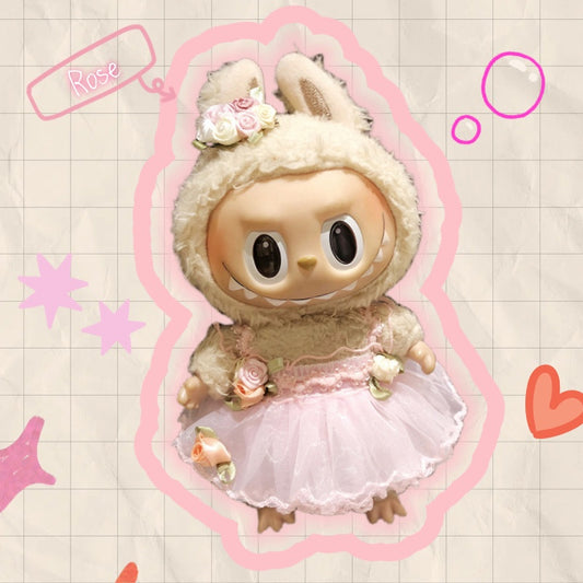Labubu Clothes 17cm-Rose Tulle Dress