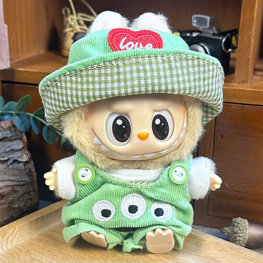 Labubu Outfit 17cm- Alien Trio (Heart Hat + Tee + Overalls)