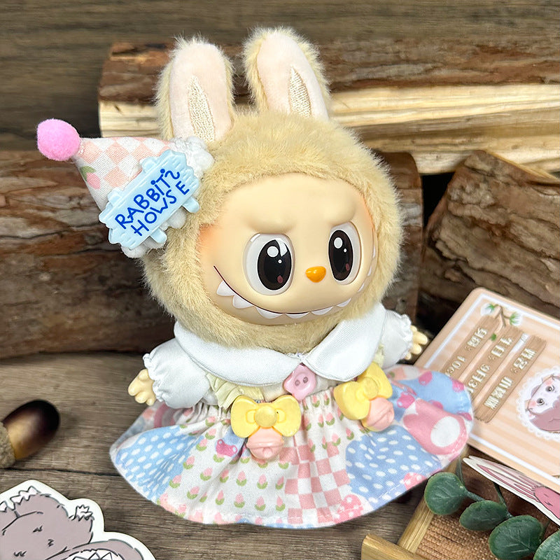 Labubu Outfit 17cm- Ice Cream Party (Birthday Hat + Top + Pinafore Dress)