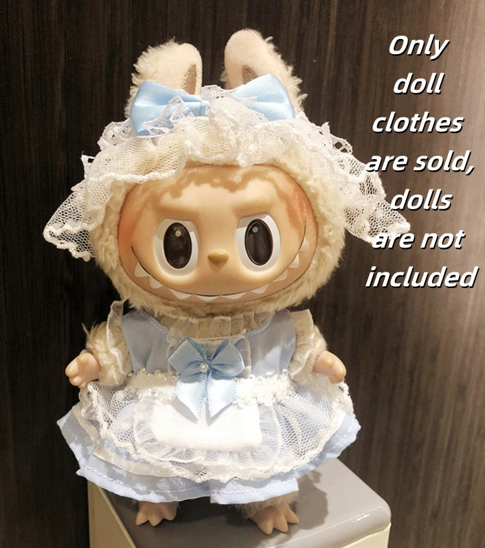 Labubu Clothes 17cm-💙baby blue~🩵-Blue Maid Dress