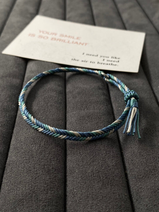 Sage Sky - Herringbone Bracelet- 925 Silver