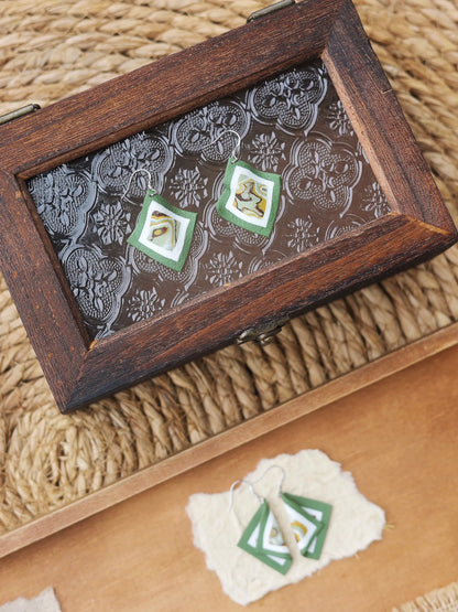 Handmade Olive Green Clay Earrings - Unique Artisan Jewelry Gift