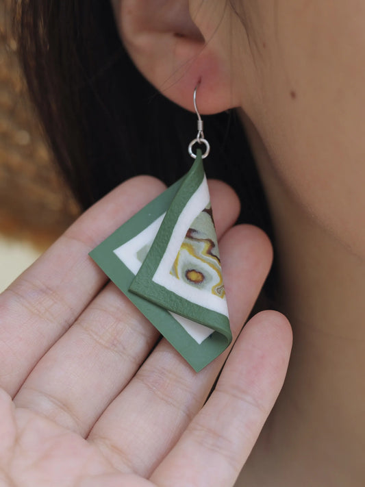 Handmade Olive Green Clay Earrings - Unique Artisan Jewelry Gift