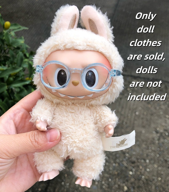 Labubu Clothes 17cm-💙baby blue~🩵- Sky Blue Transparent Doll Glasses Frame
