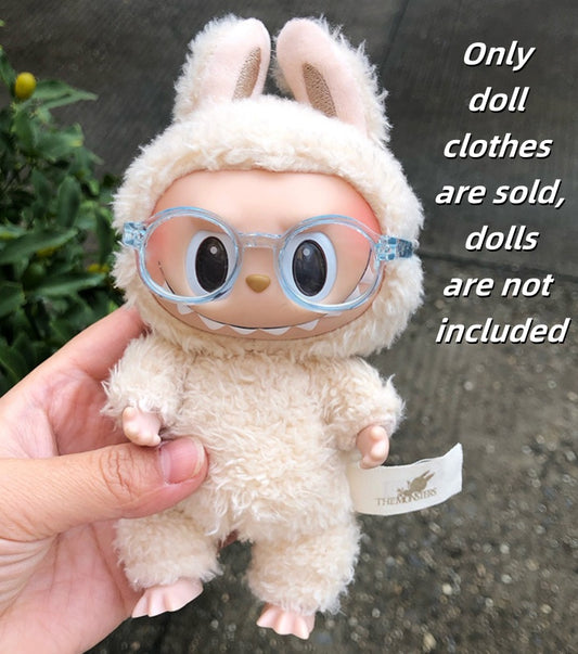 Labubu Clothes 17cm-💙baby blue~🩵- Sky Blue Transparent Doll Glasses Frame