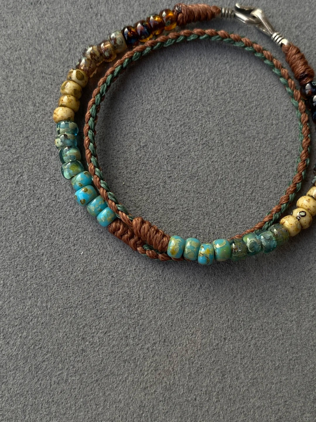 Terra & Sage Tibetan Bracelet - Two-Layer Micro-Beaded Lucky Strands