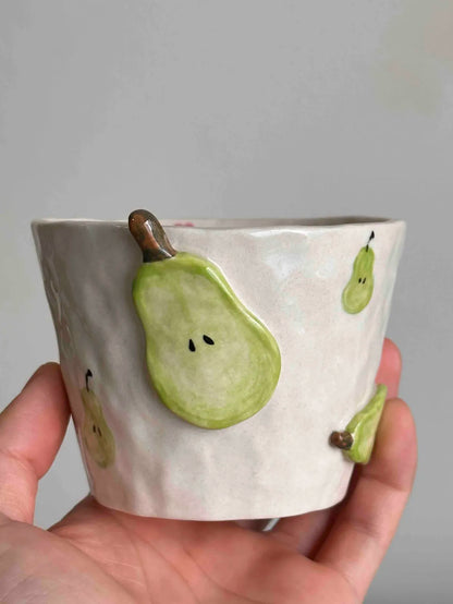 Textured Stoneware Pear Mug | Artisan Coffee Cup