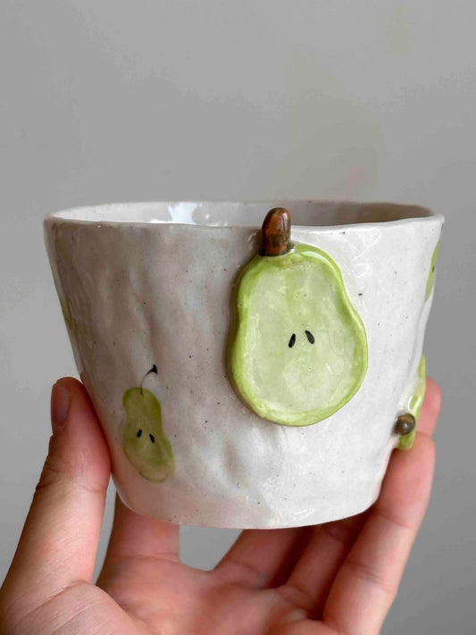 Textured Stoneware Pear Mug | Artisan Coffee Cup