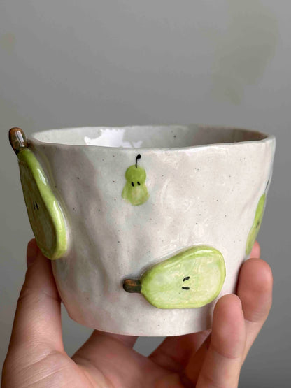 Textured Stoneware Pear Mug | Artisan Coffee Cup