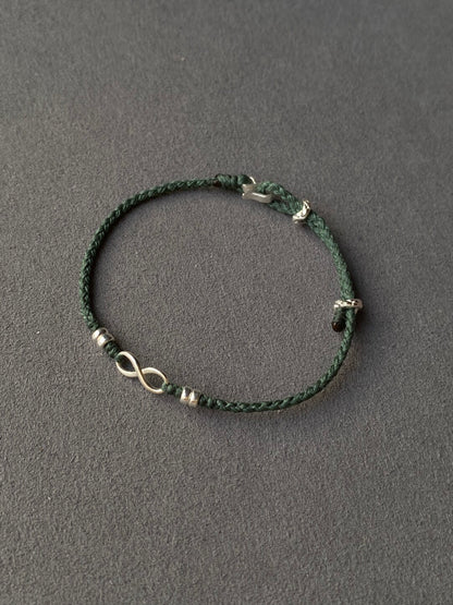 Eternal Infinity Bracelet - Handwoven Vintage Green