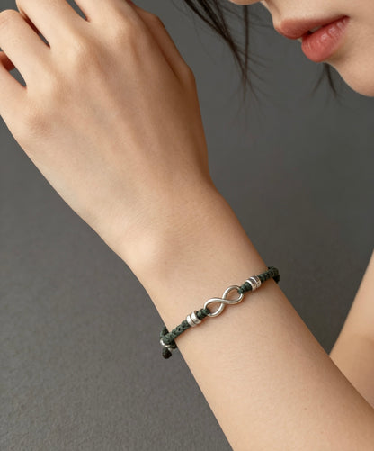 Eternal Infinity Bracelet - Handwoven Vintage Green