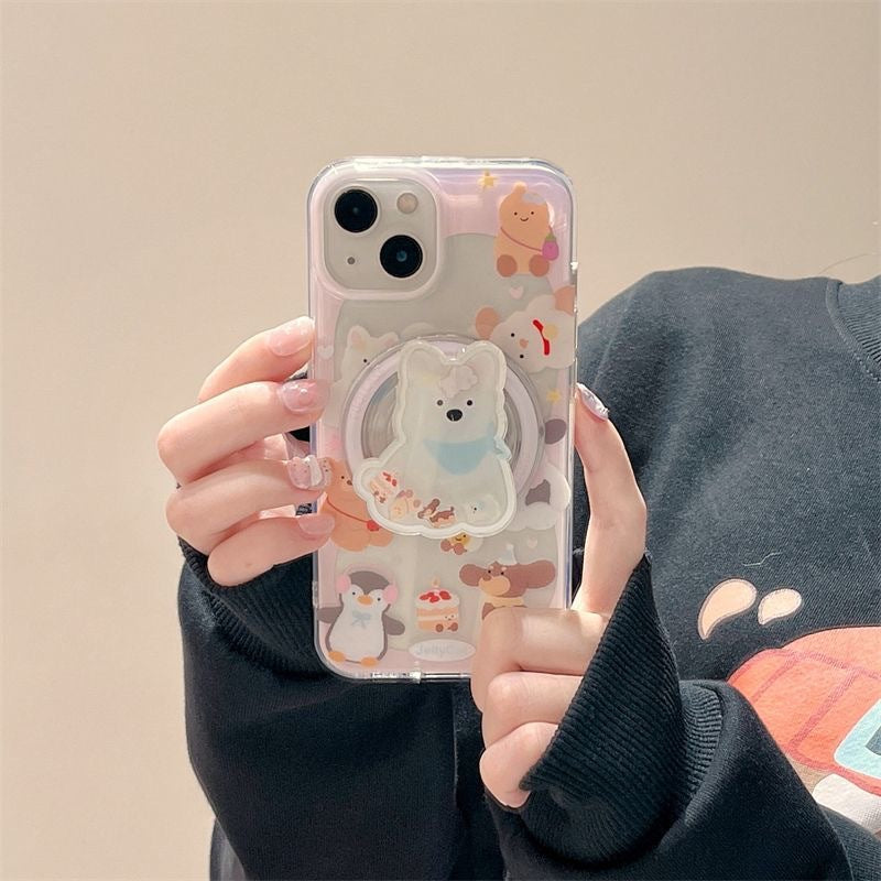 Wobbly Pup Duo: Animal Magnet Case + Liquid Glitter Dog Stand