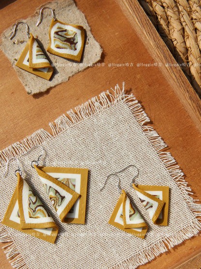 Handmade Clay Earrings Yellow- Unique Artisan Jewelry Gift