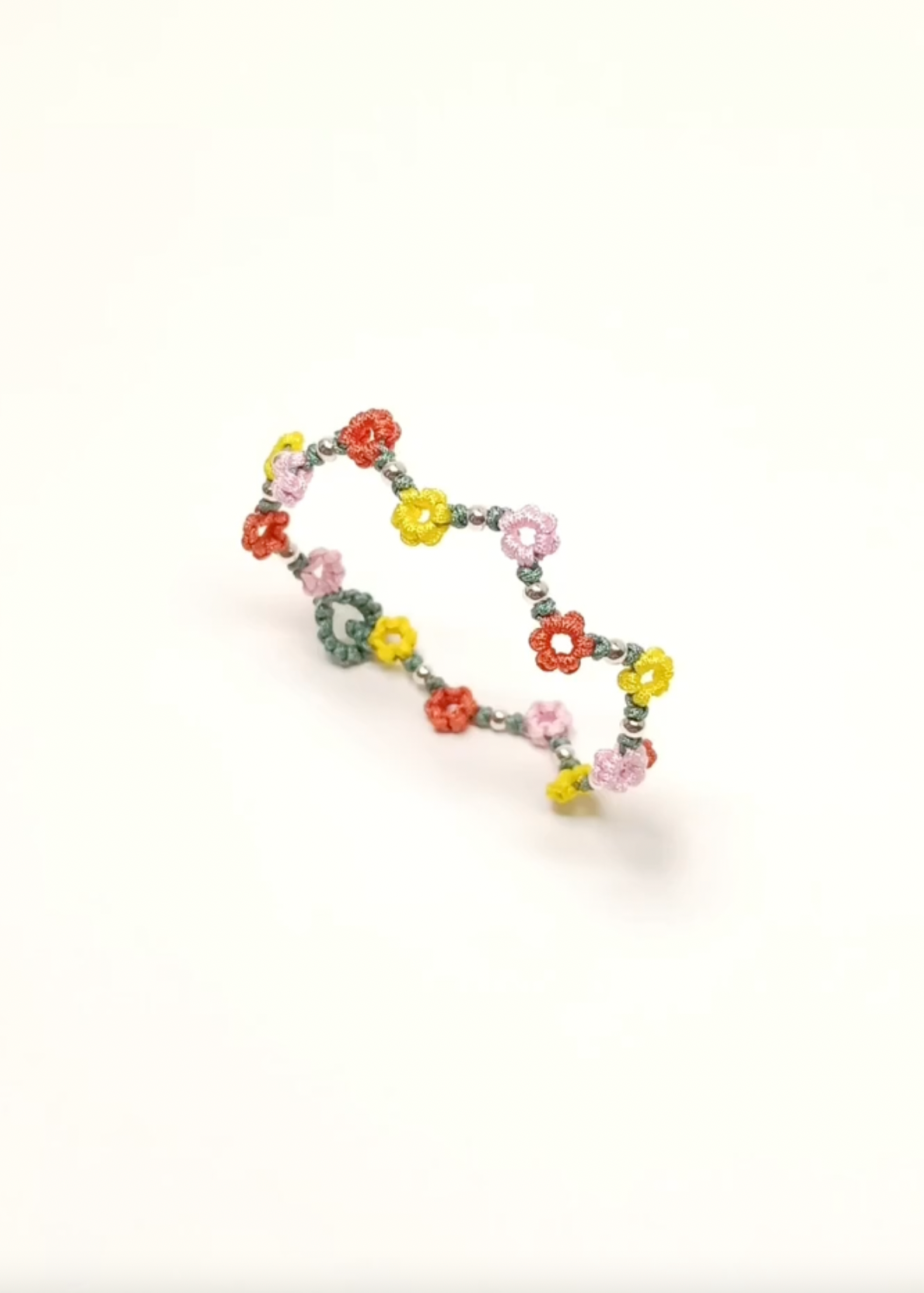 Zigzag Garden Bracelet – Handwoven Floral Cord
