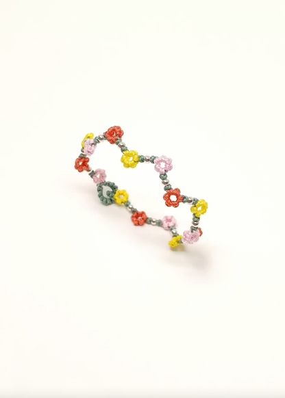 Zigzag Garden Bracelet – Handwoven Floral Cord