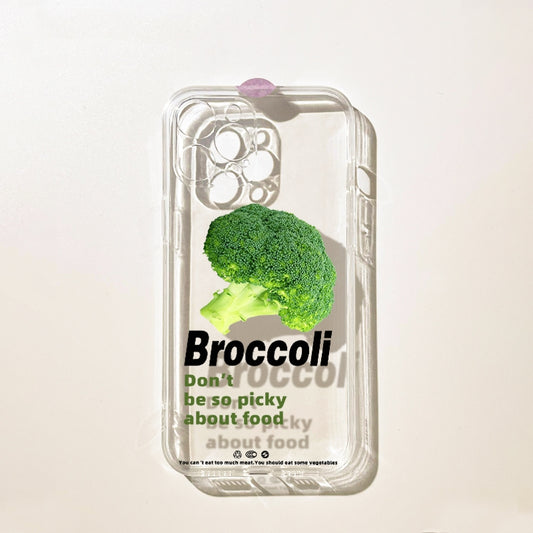 Clear Broccoli Design Phone Case for iPhone 16/15/14/13/12/11 Pro/Max - Realistic Vegetable Art Protective Cover