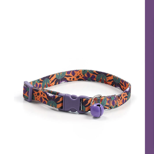 Adjustable Cat Dog Collar with Bell-Afternoon Beach
