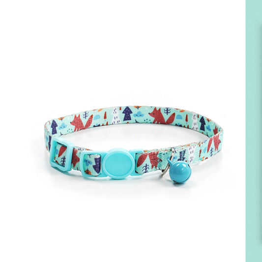 Adjustable Cat Dog Collar with Bell-Afternoon Beach