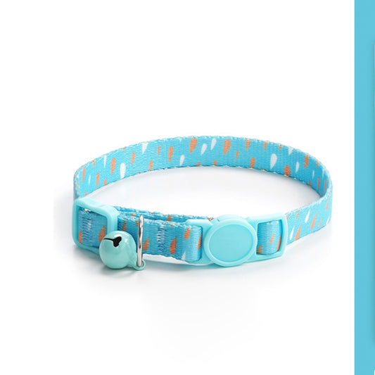 Adjustable Cat Dog Collar with Bell-Blue Rainforest