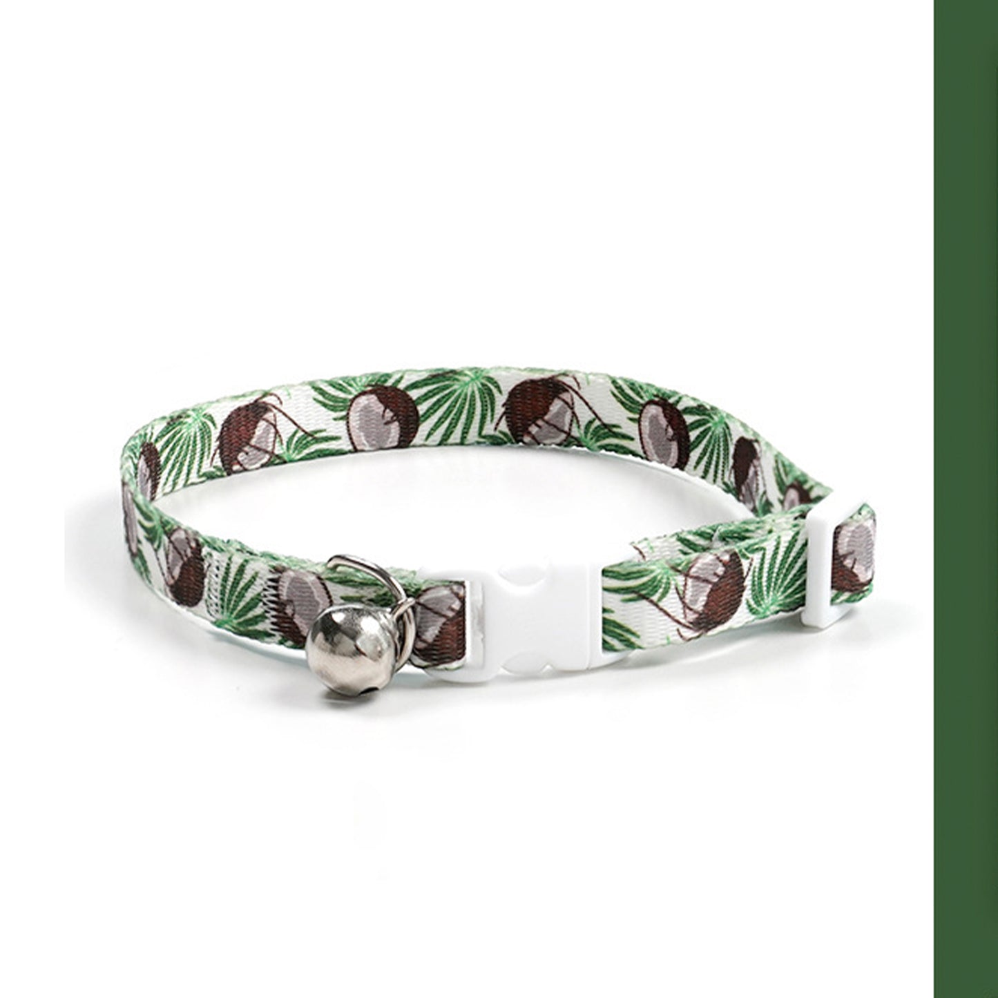Adjustable Cat Dog Collar with Bell-Coconut Green