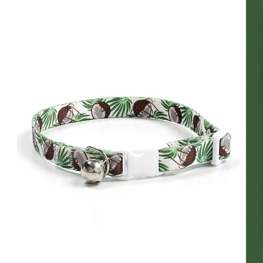 Adjustable Cat Dog Collar with Bell-Coconut Green