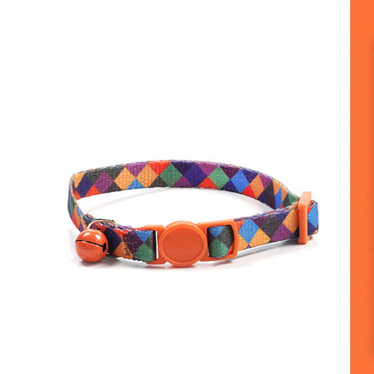 Adjustable Cat Dog Collar with Bell-Colorful Diamond