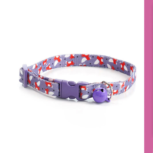 Adjustable Cat Dog Collar with Bell-Dark Purple Fox