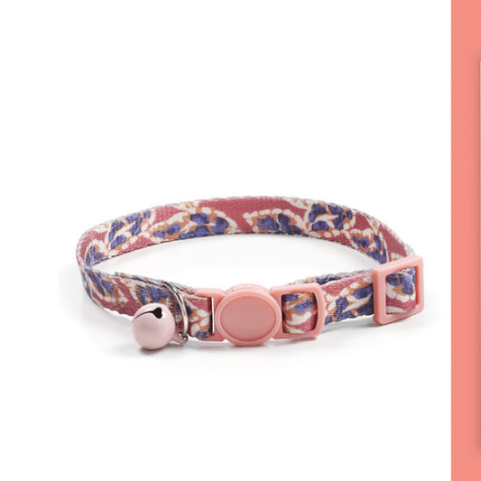 Adjustable Cat Dog Collar with Bell-Enchanted Forest