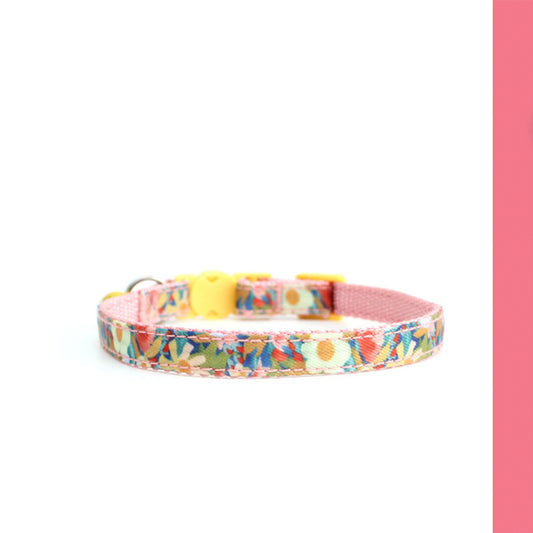 Adjustable Cat Dog Collar with Bell-Floral