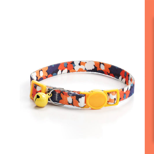 Adjustable Cat Dog Collar with Bell-Flower Walk