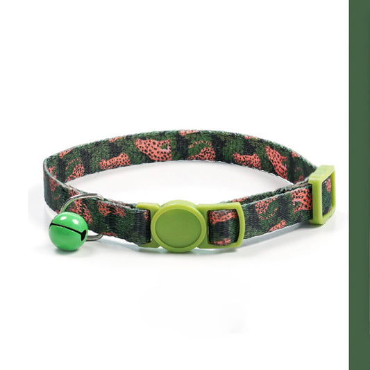 Adjustable Cat Dog Collar with Bell-Leopard Camo