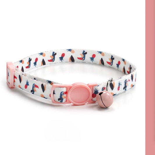 Adjustable Cat Dog Collar with Bell-Pineapple Parrot