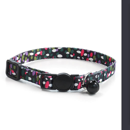Adjustable Cat Dog Collar with Bell-Rainbow Mushroom