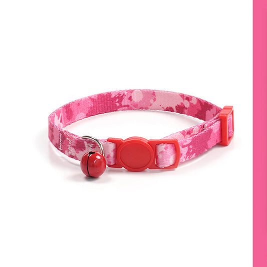 Adjustable Cat Dog Collar with Bell-Red Ink Splash