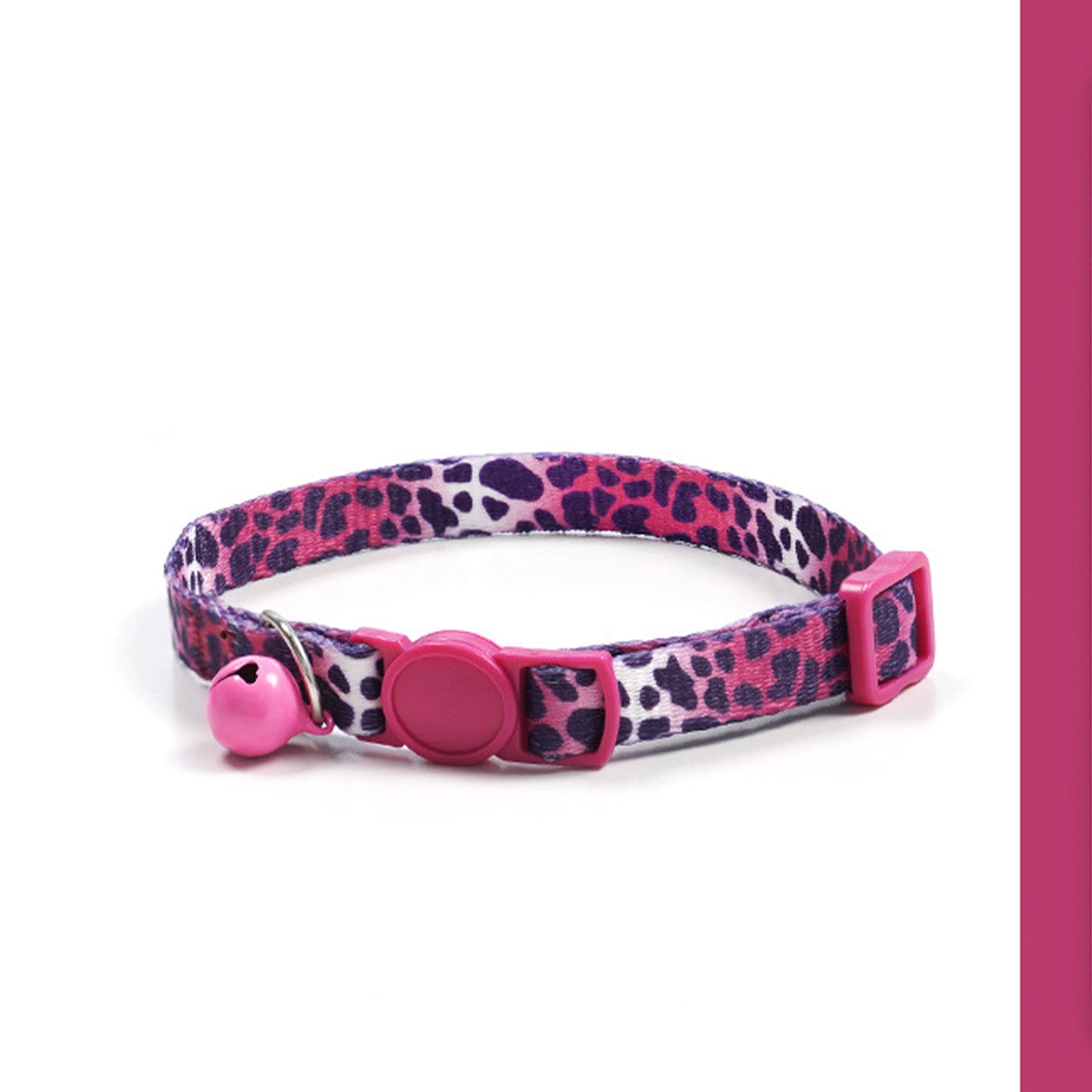 Adjustable Cat Dog Collar with Bell-Rose Leopard