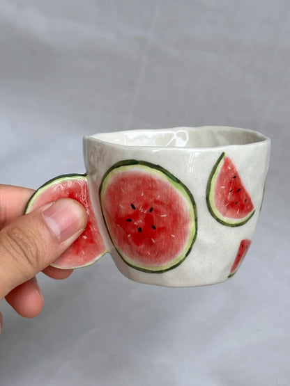 Charming Watermelon Stoneware Cup | Mini Handmade Cup