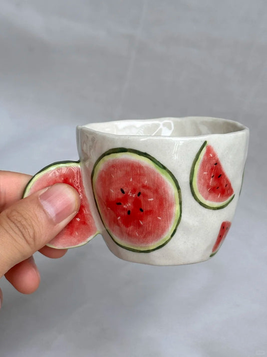 Charming Watermelon Stoneware Cup | Mini Handmade Cup