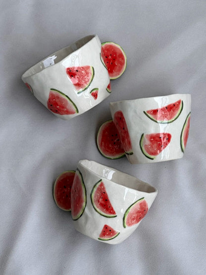 Charming Watermelon Stoneware Cup | Mini Handmade Cup
