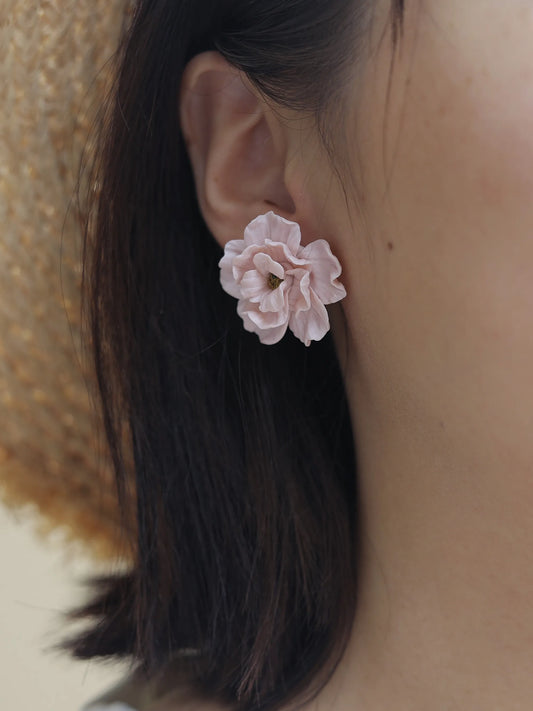 Camellia | Sakura Pink Handmade Polymer Clay Earrings